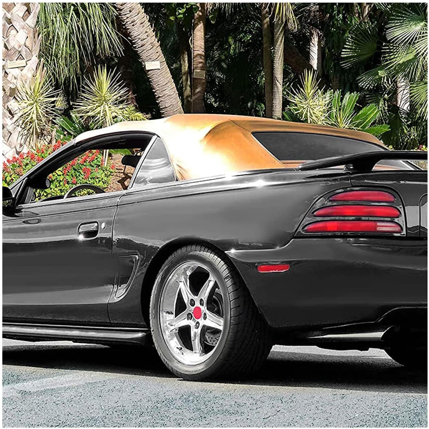 KUAFU Convertible Soft Top Compatible with 1994-2004 Ford Mustang, Soft Roof Replacement with Clear Plastic Window, Premium Grade Brown Sailcloth Vinyl