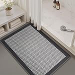 Rvolst Bath Mat Rug for Bathroom Waffle Woven Bathroom Mat Super Absorbent Machine Washable Non Slip Farmhouse Boho Bathroom Rug 46x77cm Brown