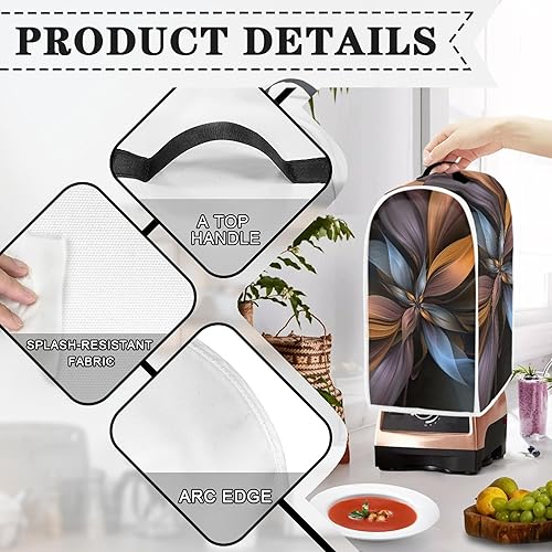 Vista 244 de Cubiertas de licuadora con diseño de poste de girasol, cubierta a prueba de polvo con asa, lavable para cocina, universal, para procesador de Cartel