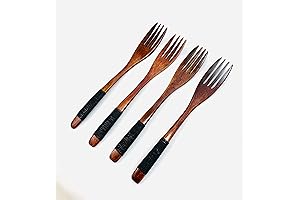 JapanBargain 2687, Wooden Dinner Forks Japanese Style Reusable Wooden Forks for Eating...