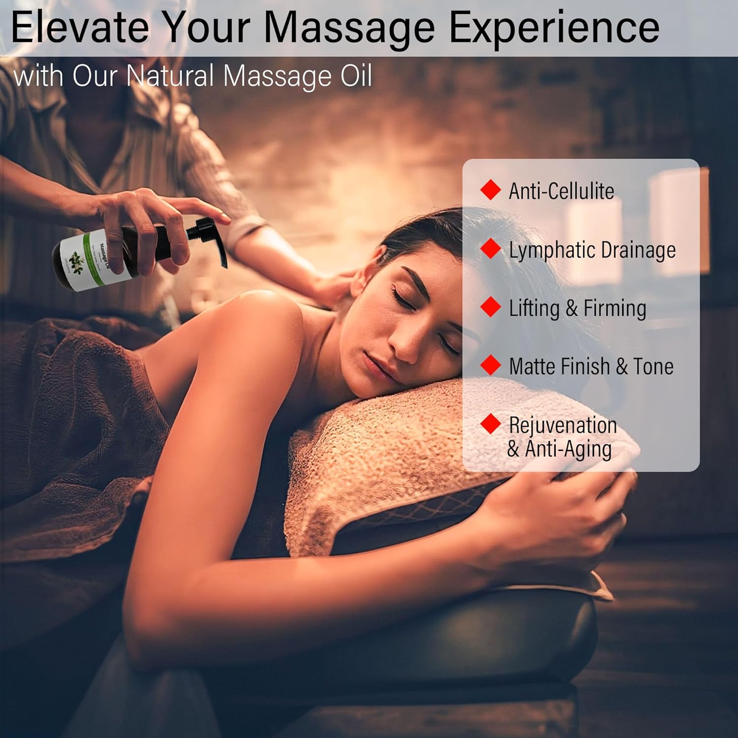 3.4 fl oz Anti-Cellulite Massage Oil with 7 Pure Natural Essential Oils for Body Massage Therapy, SPA, Tightening Skin and Reducing Stretch Marks(Neroli Scent) - Image 2