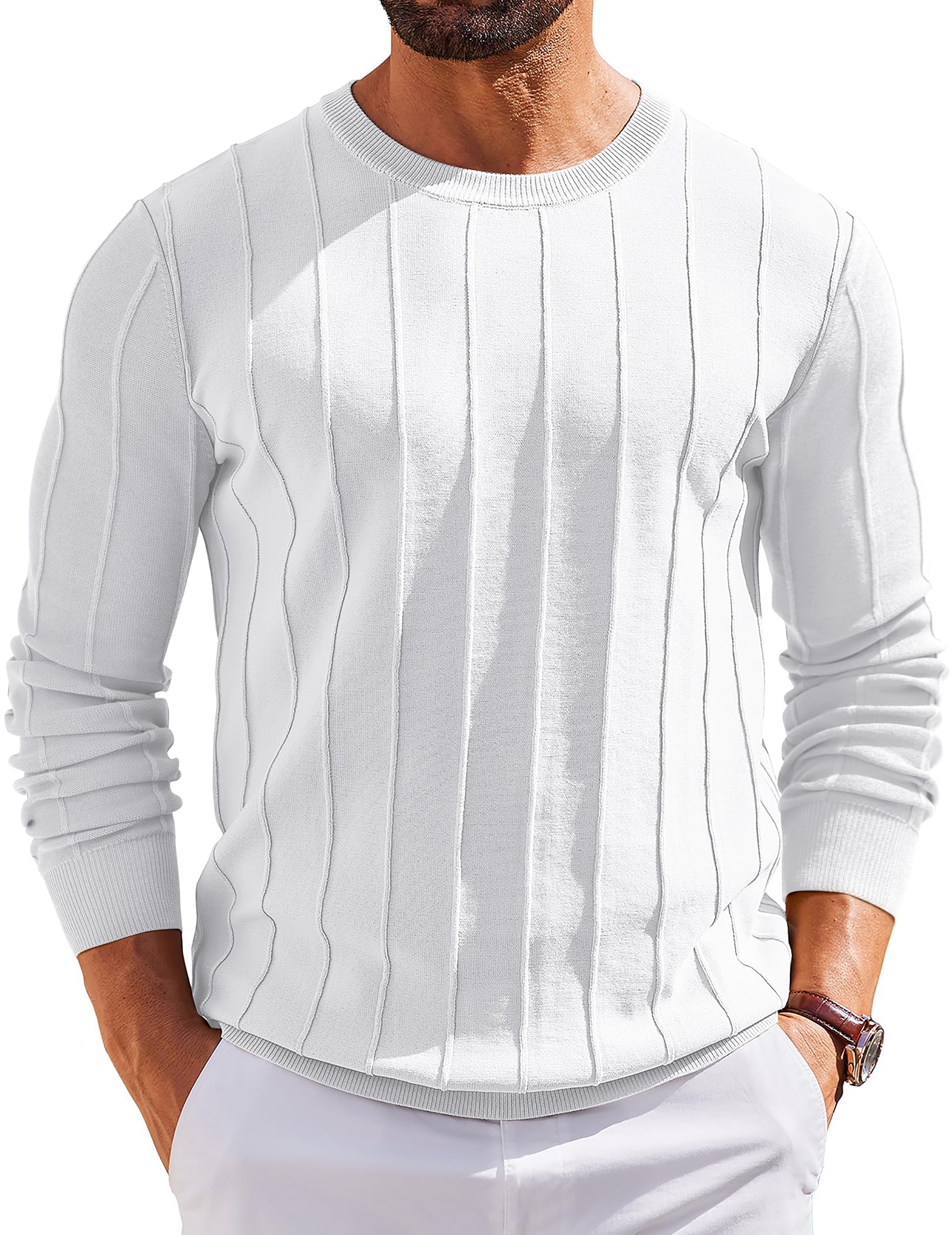 COOFANDY Herren Pullover mit Rundhals Strickpullover Herrenpullover Einfarbig Langarmshirt
