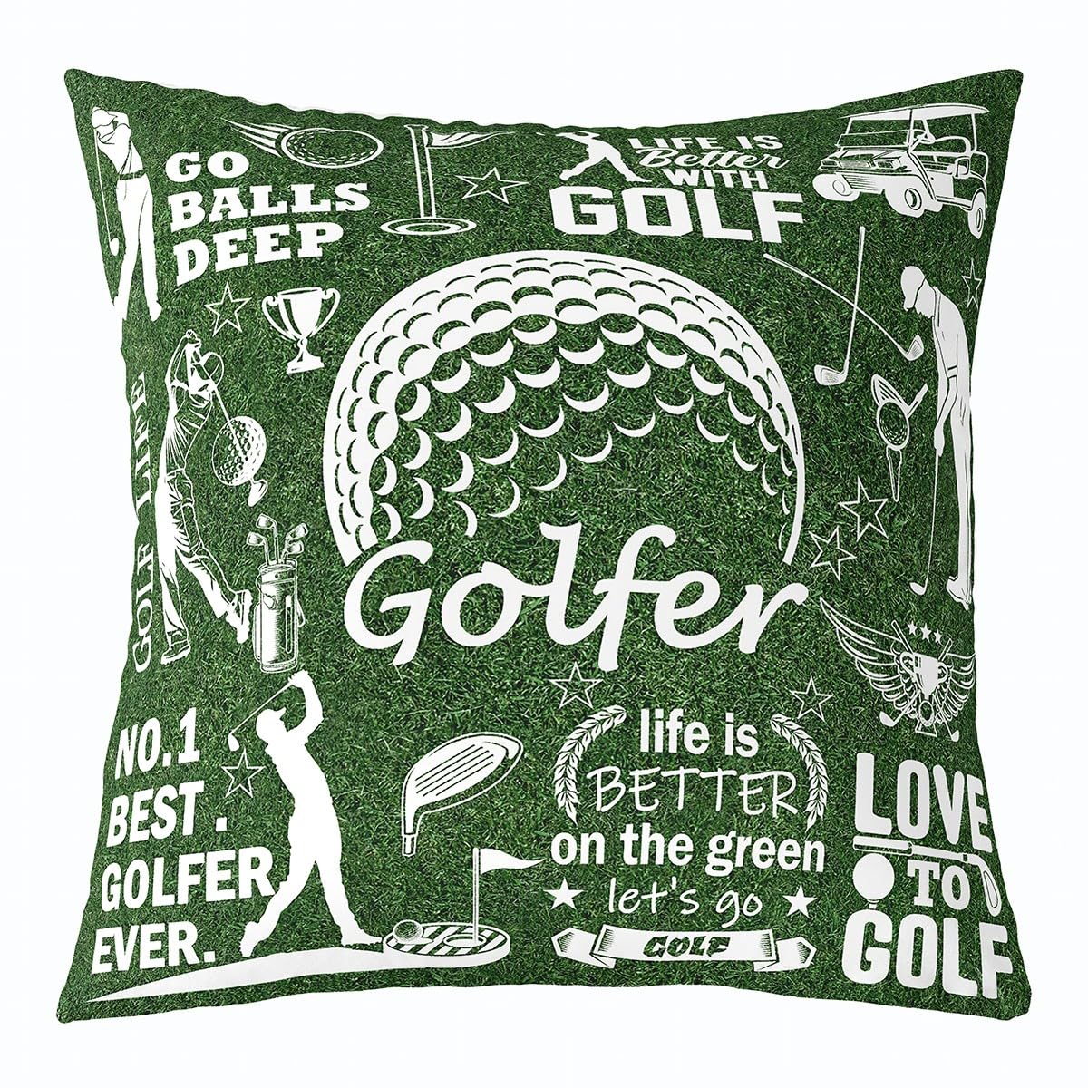 Homewish Golf Themed Throw Pillow Cover Golfer Sport Player Silhouette Decor Cushion Cover for Kids Teens Adults Extreme Sports Game Style Holiday