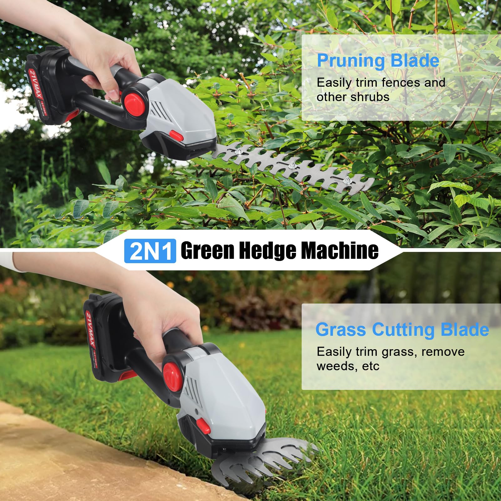 Tronçonneuse Électrique 2-en-1 - Élagueuse sur Perche Télescopique 6 Pouces avec 2 Batteries 1500mAh, 1500W Sans Balais pour Jardin (Portée 3.7m) (M-294)