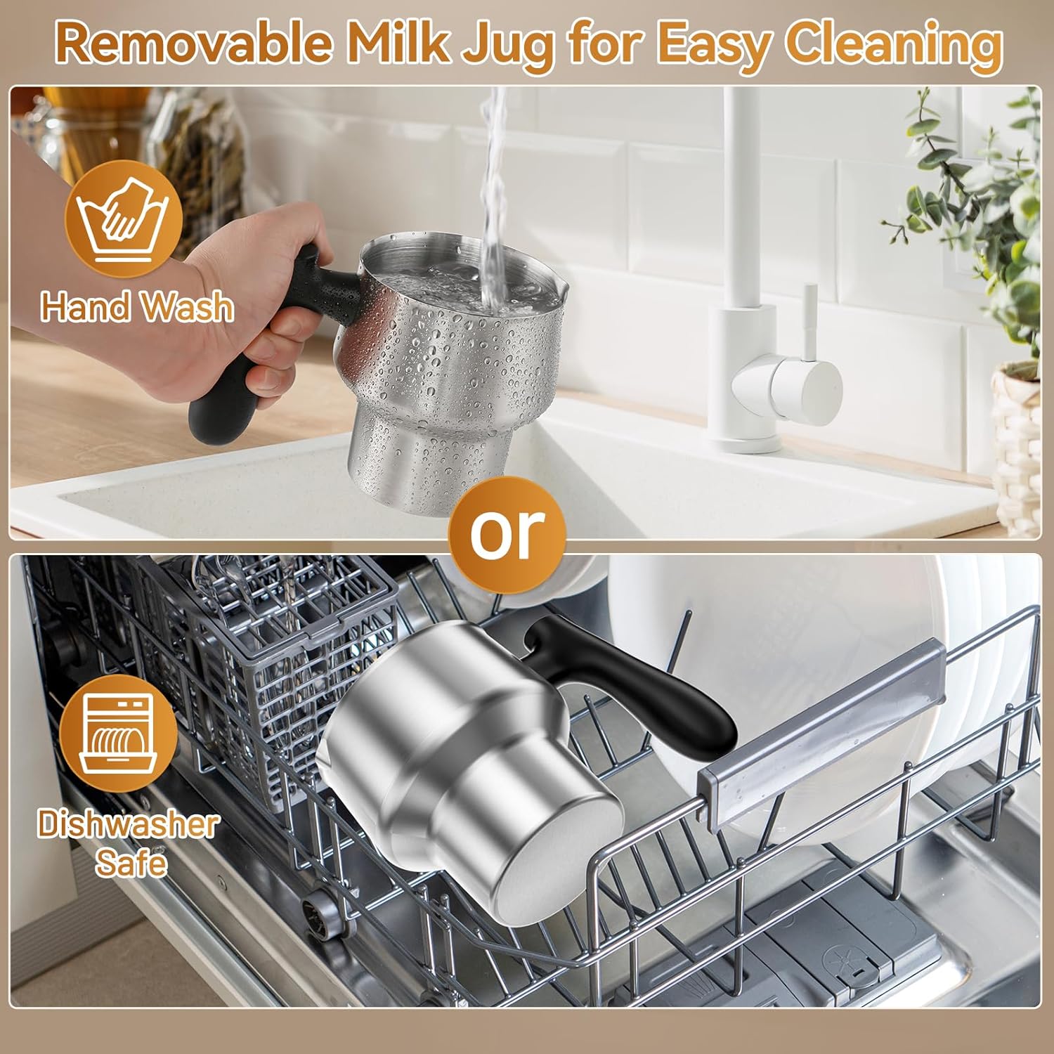 Secura 4-in-1 Electric Milk Frother and Steamer, 13.5oz with Detachable Dishwasher-Safe Stainless Steel Jug – Hot and Cold Foam Maker, Milk Warmer for Coffee, Lattes, Hot Chocolate - Induction Heating