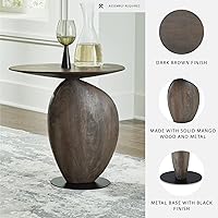 Vista 4 de Signature Design by Ashley Mesa decorativa industrial Cormmet con base de metal, marrón oscuro y negro