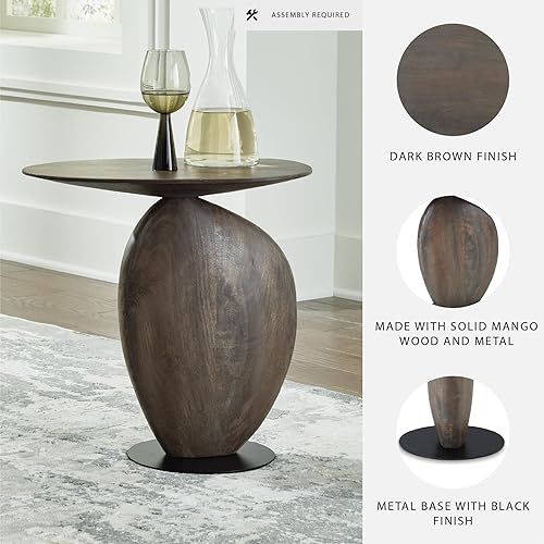 Miniatura 4 de Signature Design by Ashley Mesa decorativa industrial Cormmet con base de metal, marrón oscuro y negro