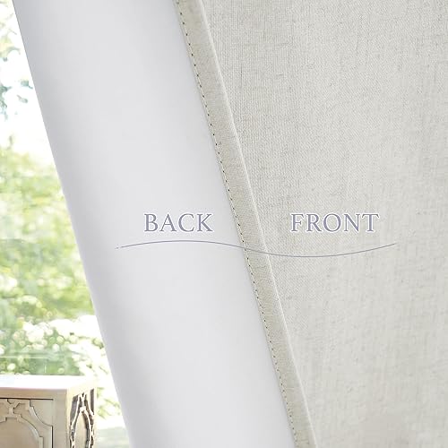 Miniatura 7 de RYB HOME - Cortina para ventana de puerta francesa, 100% opaca, de mezcla de lino, brinda privacidad, con aislamiento térmico, oscurece habitación,