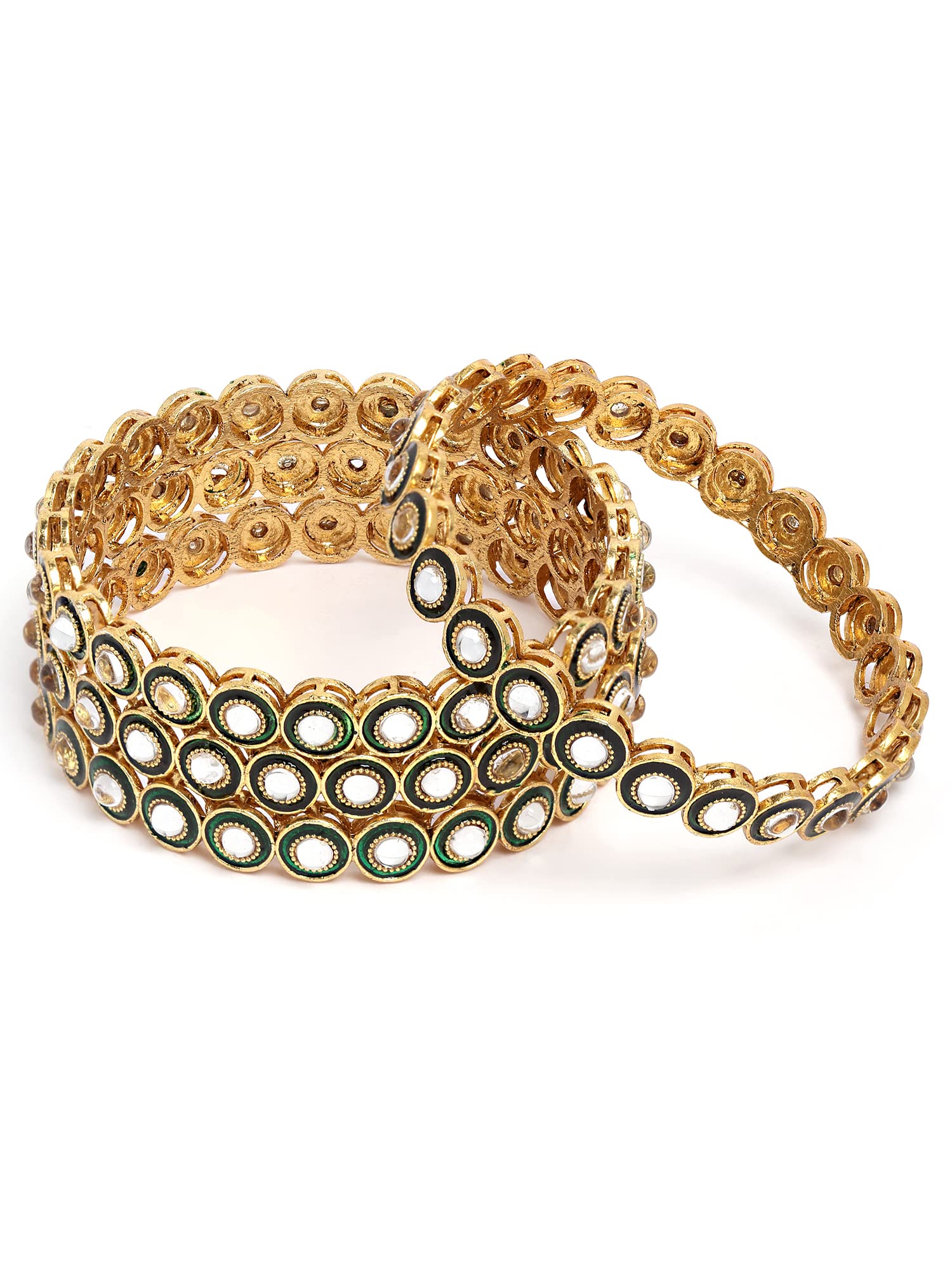 Karatcart Set of 4 Antique Gold Plated Green Kundan Rajwadi Bangles for Women (B0BDGPVN65) Amazon Price History, Amazon Price Tracker