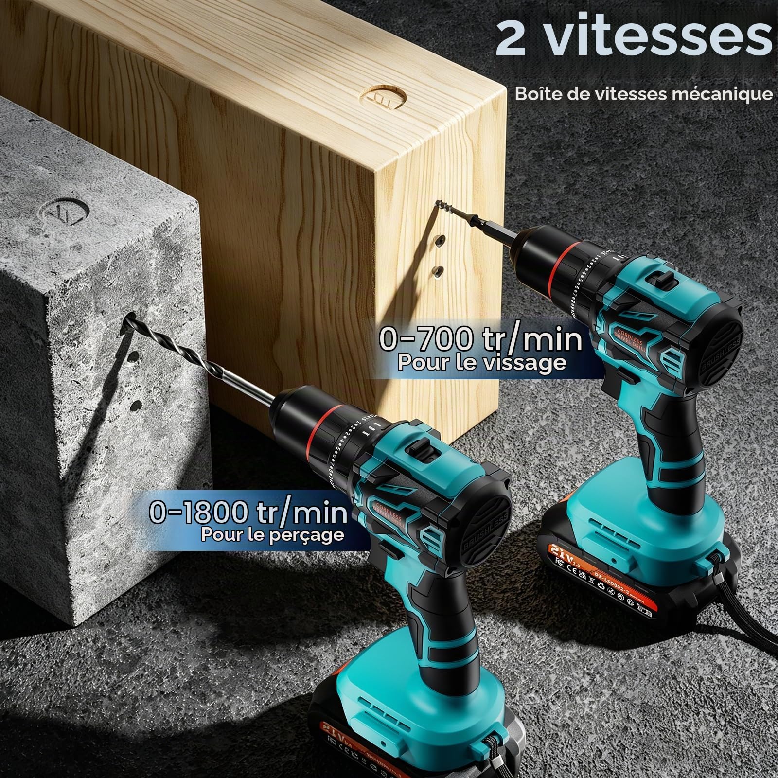 Perceuse Visseuse sans Fil 21V, Cordless Drill