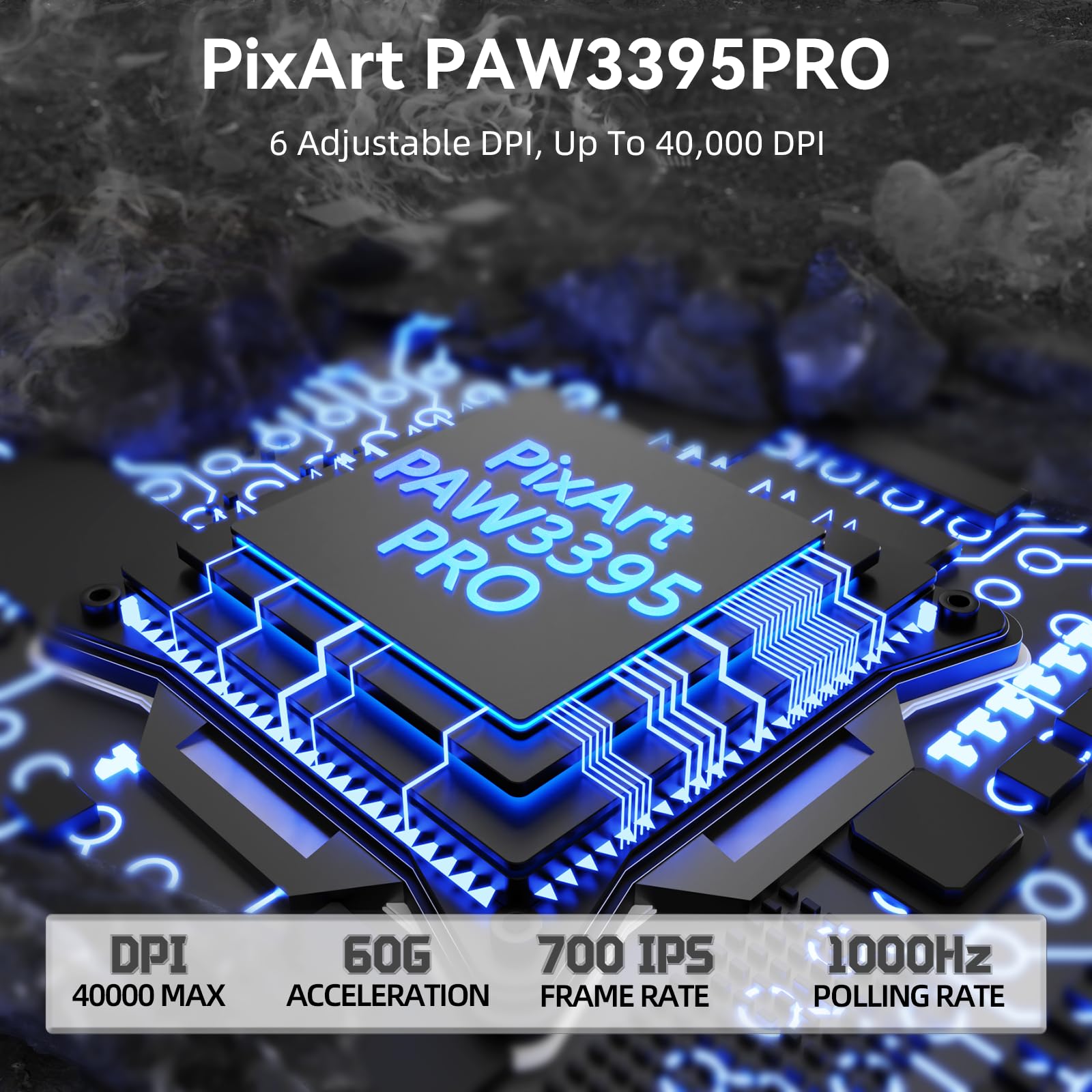 MAMBASNAKE M3 39g SUPERLIGHT Bezprzewodowa Mysz do Gier z Kablem Spiralnym, Czujnik PixArt PAW3395PRO, do 40000DPI, BT/2.4G Bezprzewodowa/Przewodowa, Bateria 200 Godzin, do PC/Xbox/PS/Mac (Czarny)