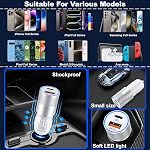 USB C Chargeur de voiture,2-Port 38W Chargeur de voiture USB-C&USB-A Adaptateur rapide 2-Ports Chargeur de téléphone de voiture charge rapide pour iPhone 17/16/15 Pro Max, Galaxy, avec 2X 6.6ft USB C Câble & 40W USB C Bloc chargeur