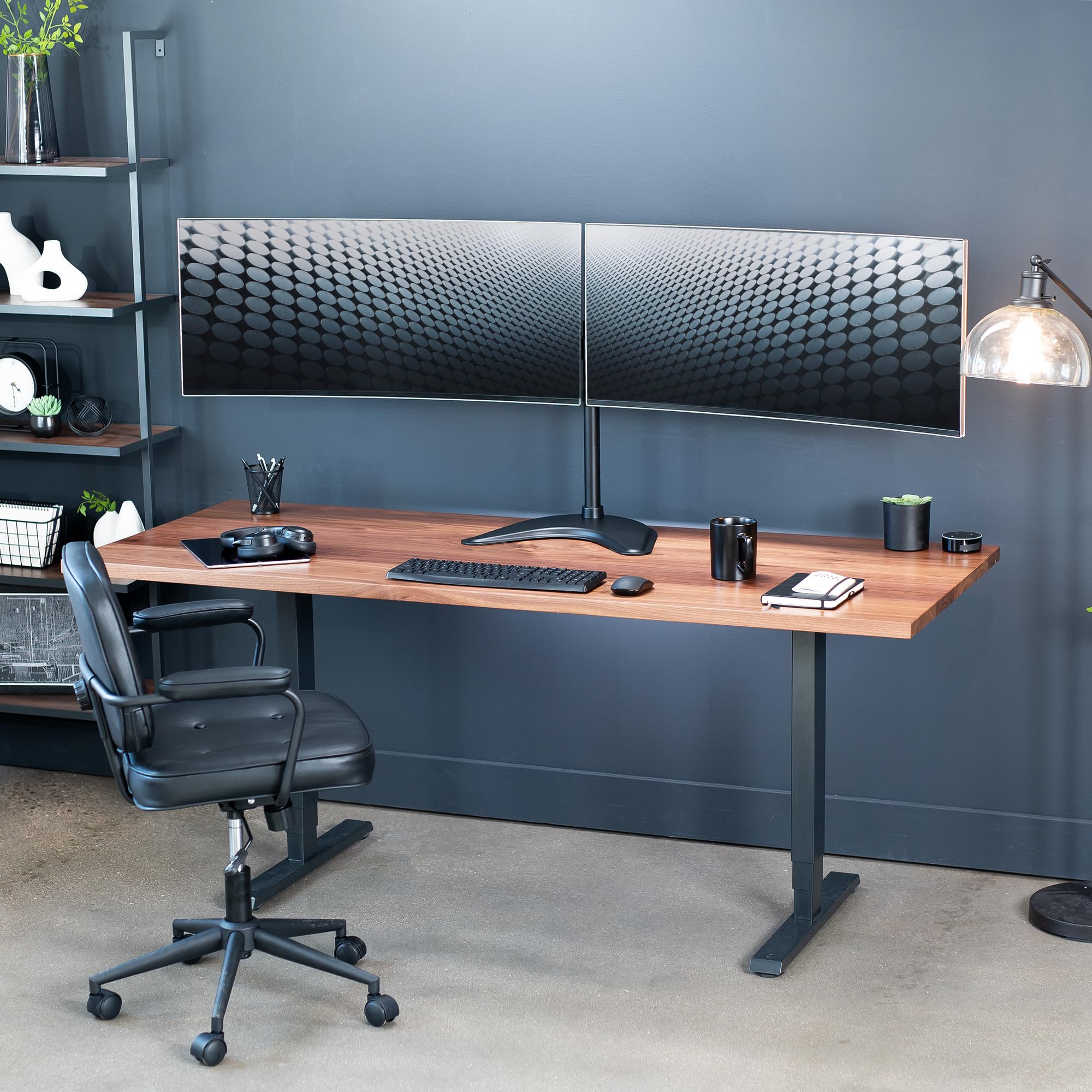 VIVO STAND-V038F - Supporto da scrivania per 2 schermi fino a 38", bracci regolabili per carichi pesanti, VESA max 100 x 100 mm, colore: nero