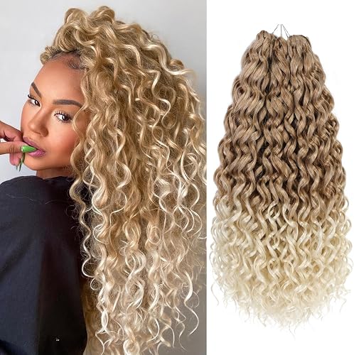 GoGo Curl Crochet Hair 18Inch 6Packs GoGo Curl Crochet Braiding Hair Water Wave Synthetic Braiding Hair (18 Inch (Pack of 6), 27/613#) …
