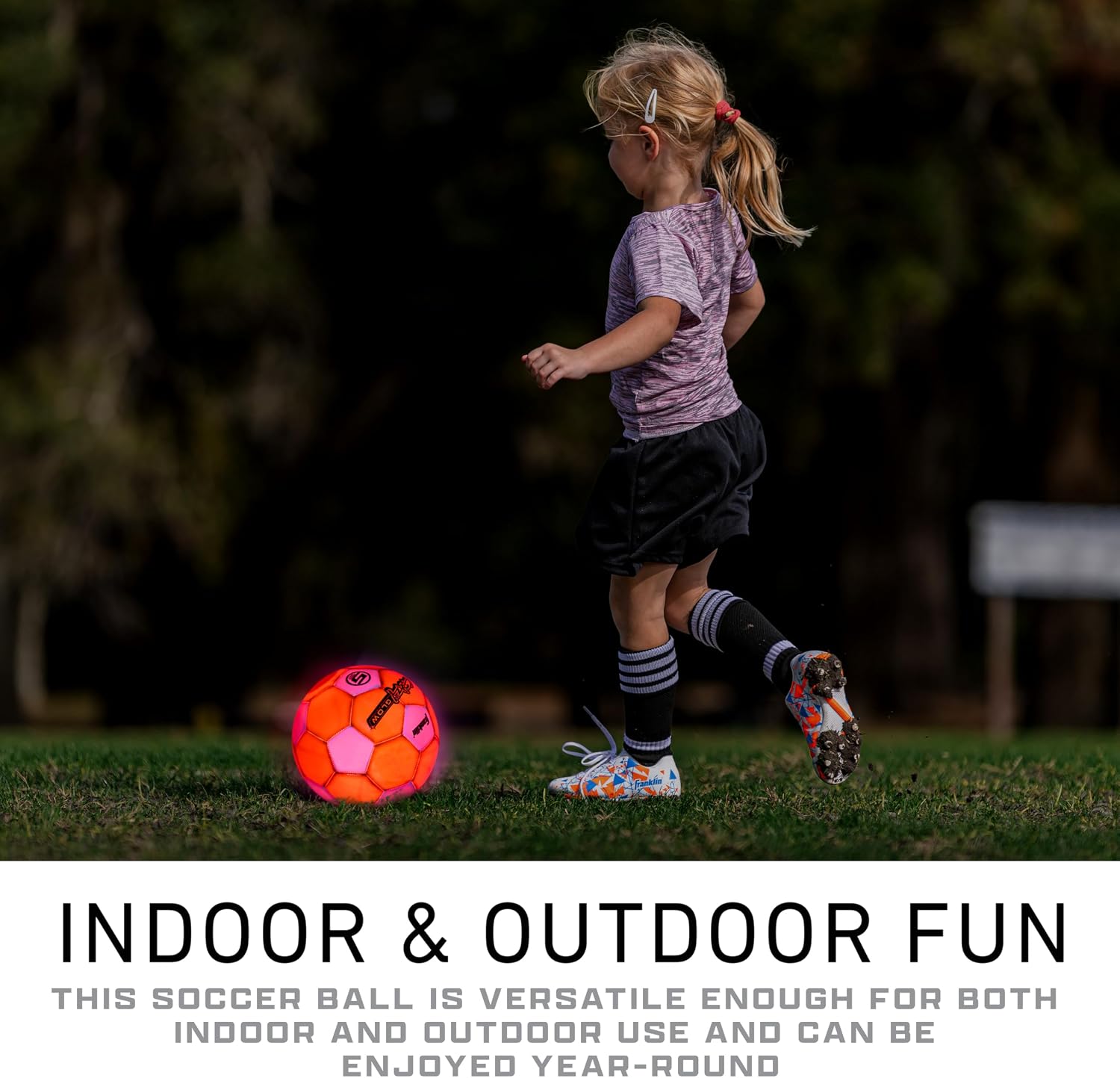 Franklin Sports Glow in the Dark Ball - Crazy Glow Light Up Indoor + Outdoor Ball - Pump Included