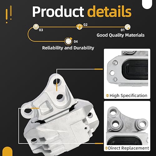 Miniatura 4 de Montaje del motor del lado derecho y transmisión Juegos de montaje izquierdo, montaje de puntal trasero para Fiat 500X 2.4L L4 2016-2018  Compatible