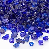 Vista 21 de Mr. Fireglass Cubos de vidrio para fuego de 1 pulgada para chimenea, hoguera y paisajismo, 10 libras de alto brillo azul caribeño