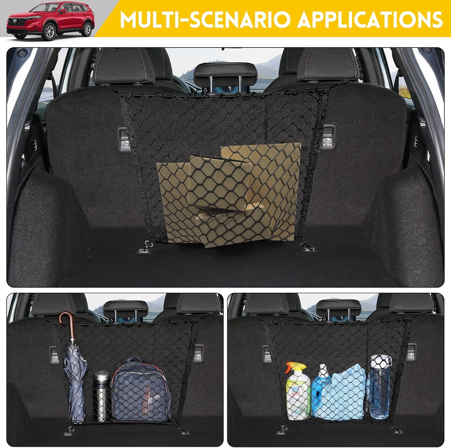 Rear Seats Cargo Net for 2023+ Honda CR-V Trunk Organizer Accessories Anti-Slip Rear Mesh Cargo Storage Netting for 2023 2024 2025 CRV