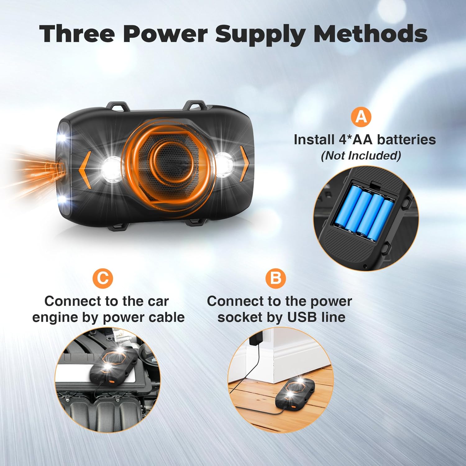 Rodent Repellent for Car Engines, Ultrasonic Mouse Deterrent with Strobe Lights, Battery Powered Car Rodent Repellent Under Hood – Keep Rat, Mice & Chipmunk Away from Vehicle, RV, Garage & Attic