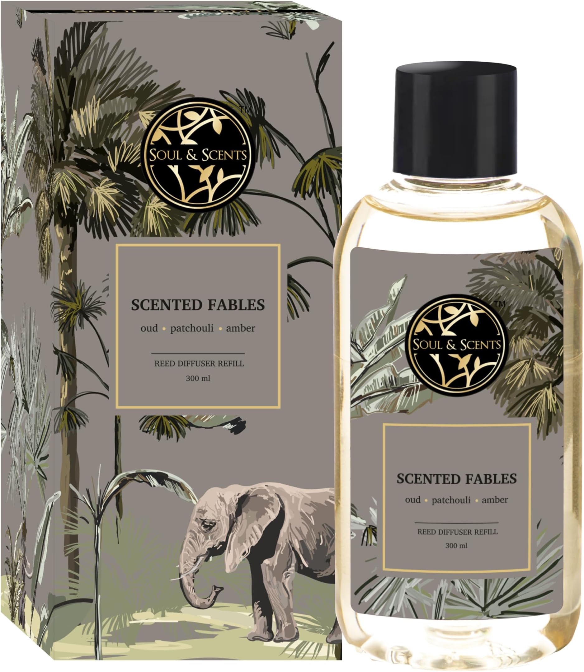 Reed Diffuser Refill For Scented Fable Fragrance | Free 12 Fiber Reed Sticks | Long Lasting | Smoke Less Room Freshener For Home, Bedroom, Living Room & Office | 300ml