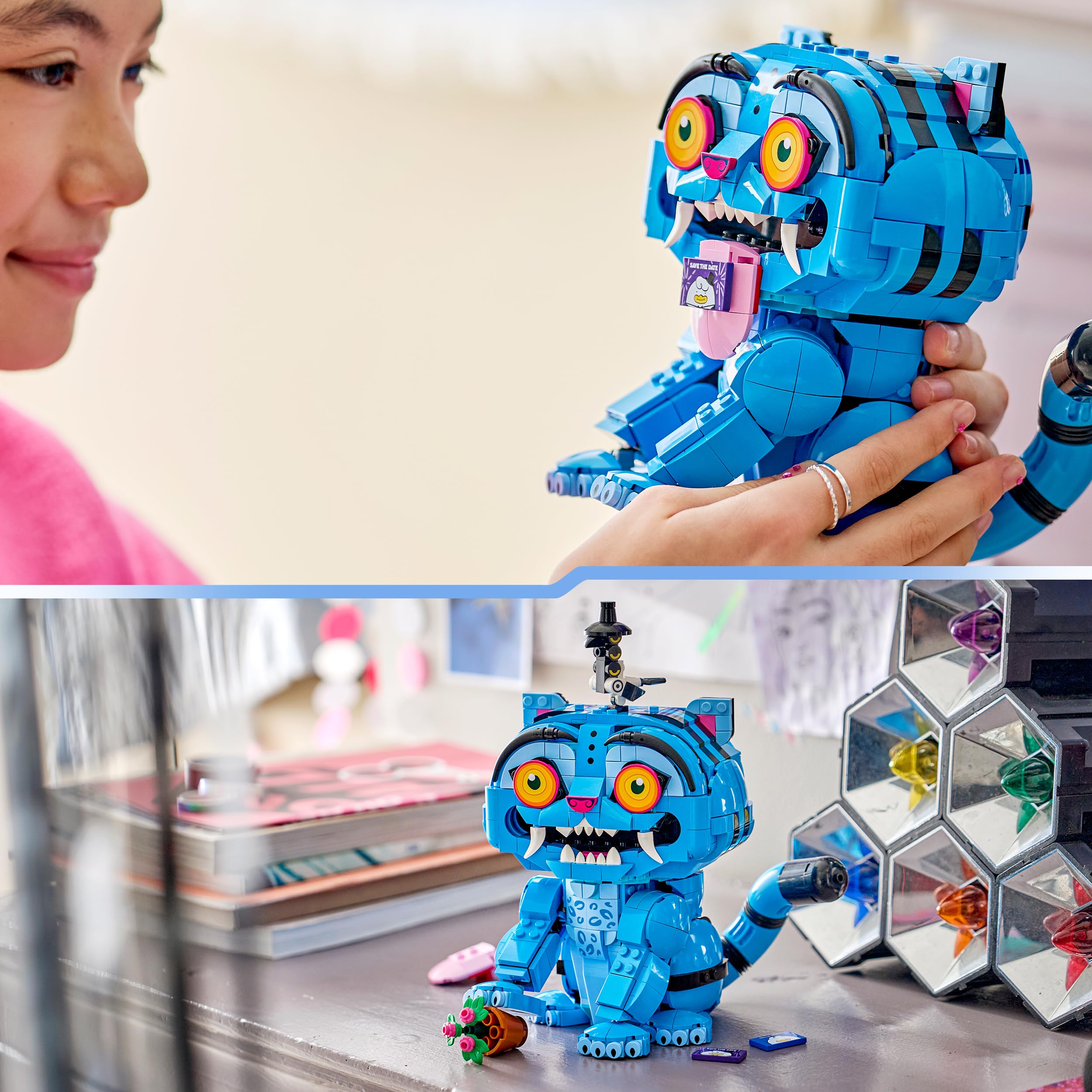 LEGO Kpop Demon Hunters Derpy Le Tigre et Suzy la Pie - Jouet Kpop - 2 Figurines d'animaux & Pot de Fleurs - Décoration Chambre d'enfant - Cadeau Musique pour Fille, Garçon & Fan du Film 9 Ans 72537