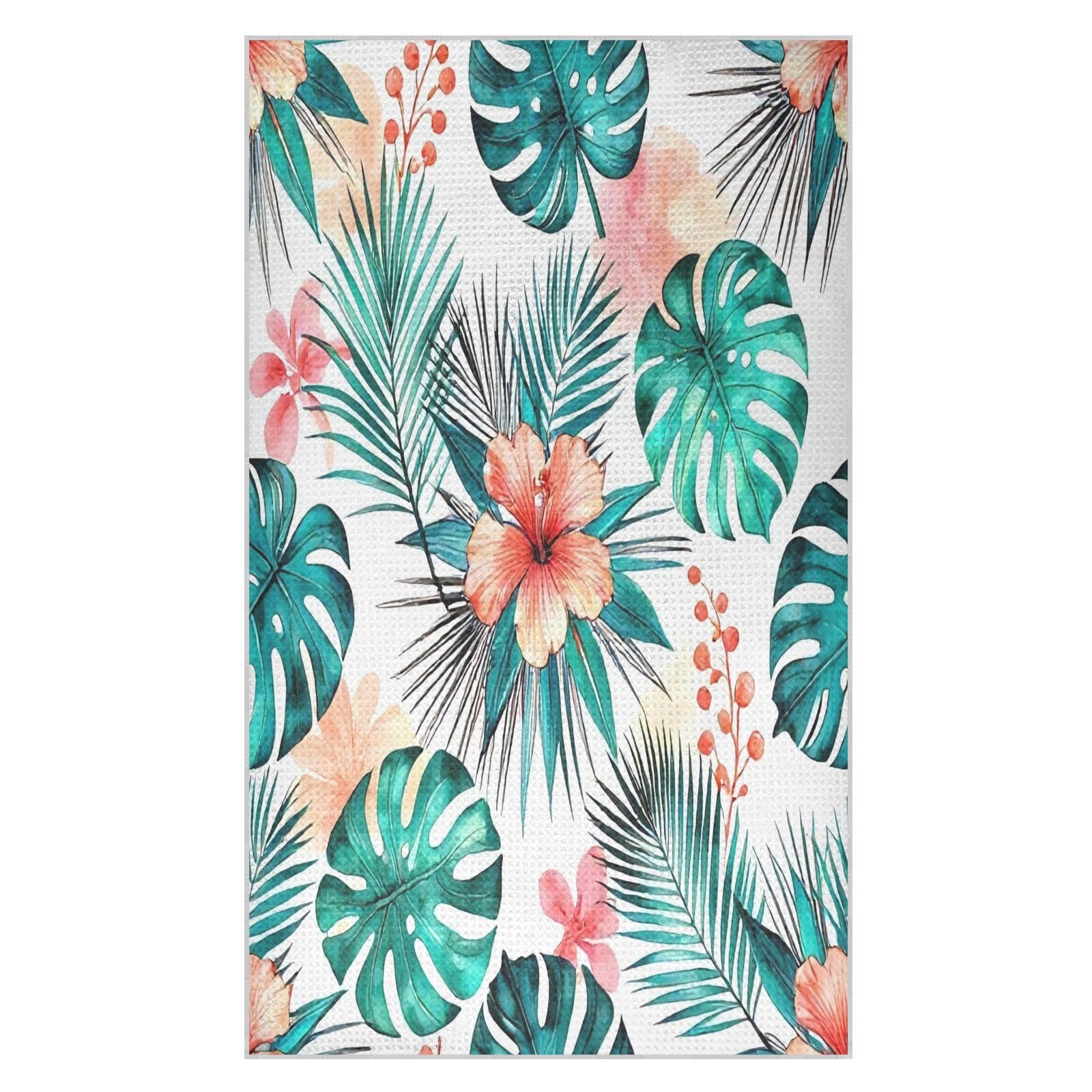 BURSTDDY Tropical Hibiscus Kitchen Towels,Absorbent Dish Towels 1 Pack