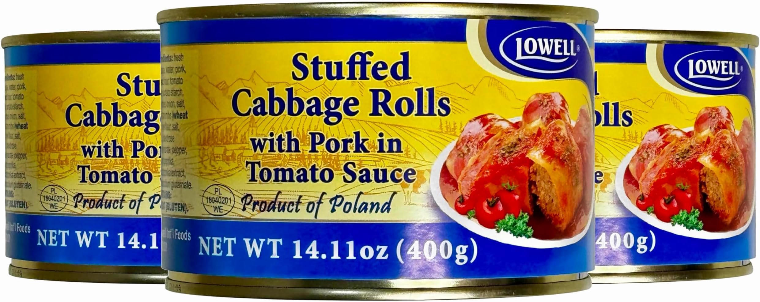Lowell Foods Canned Stuffed Cabbage Rolls with Pork in Tomato Sauce 400g (Pack of 3)