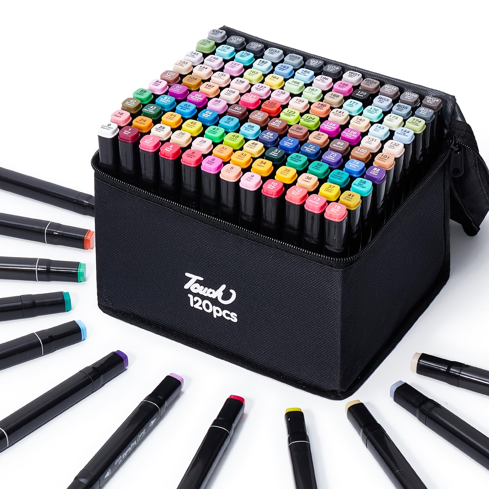 Hopesky 120 Colors Alcohol Markers - Dual Tip Permanent Art Markers Set for Coloring Drawing Painting, Fine and Chisel Tip Alcohol Based Pens with