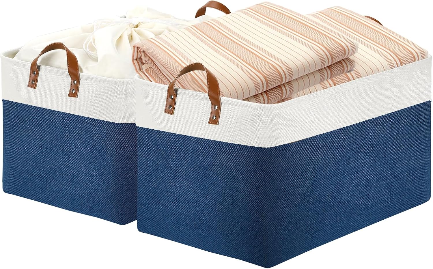 2Pack Extra Large Blanket Basket Fabric Storage Baskets