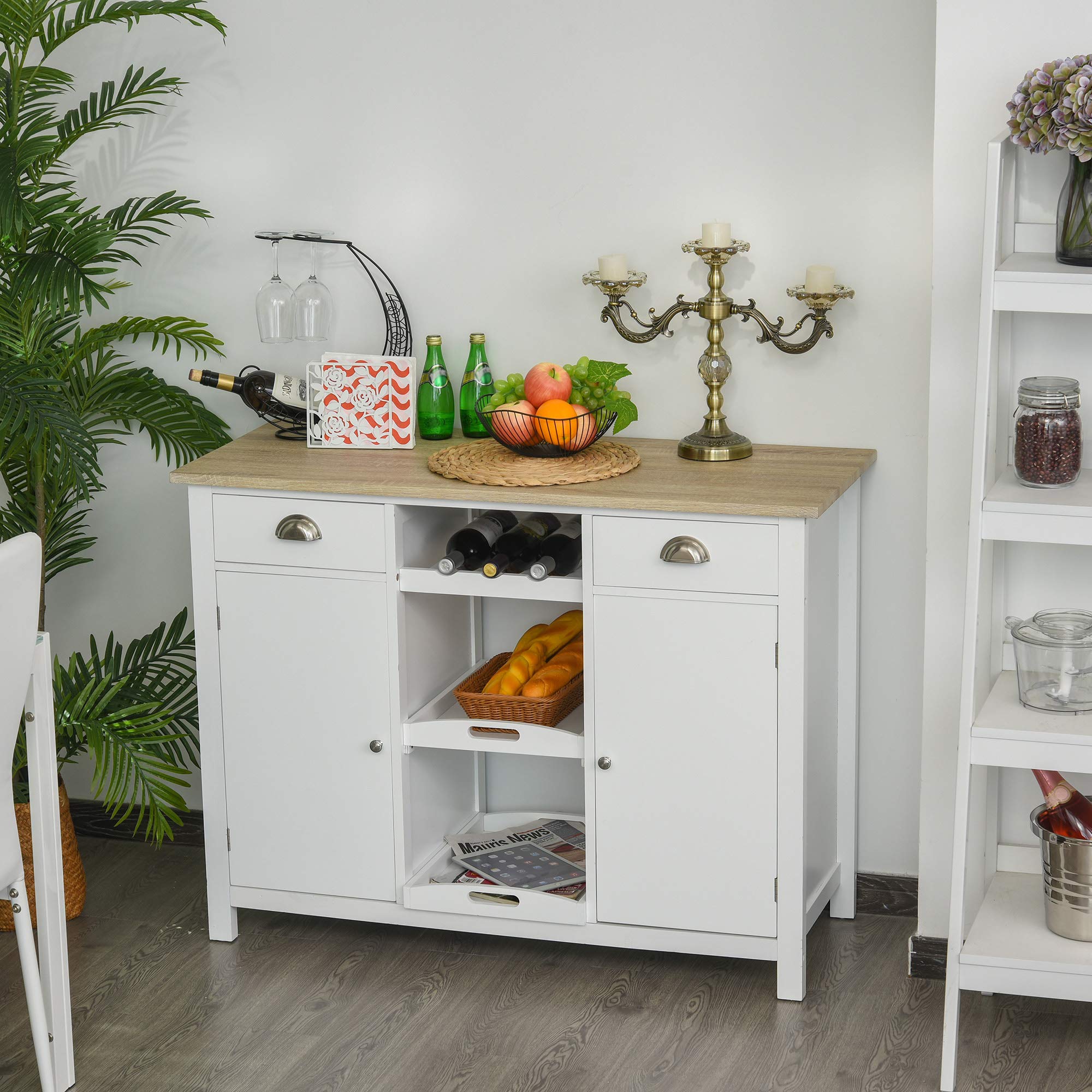 Buy Wooden Storage Sideboard Buffet Console with Shelf, Wine