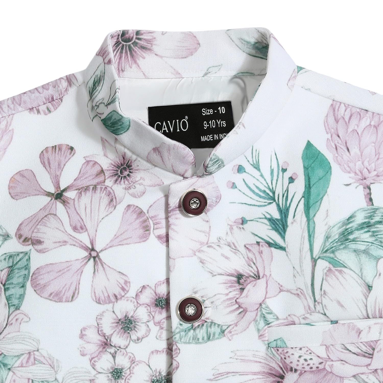 CAVIO Boys Traditional Floral Printed Nehru Jacket 1