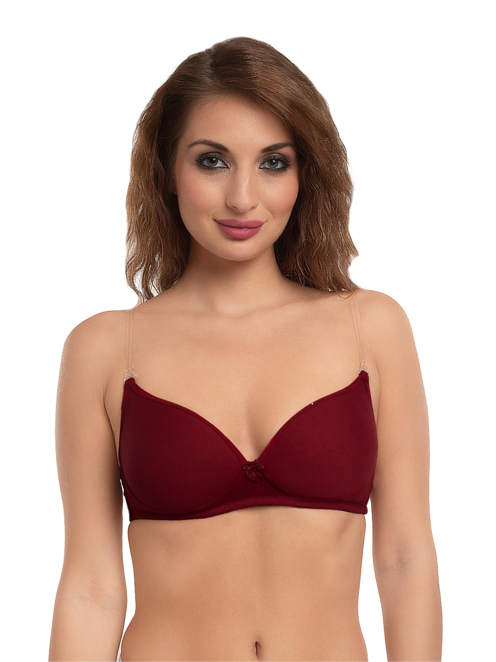 daisy dee Cotton Brassiere Padded Wirefree with Additional Detachable Transparent Straps Seamless T-Shirt Bra for Women - NMSTI-picture-30