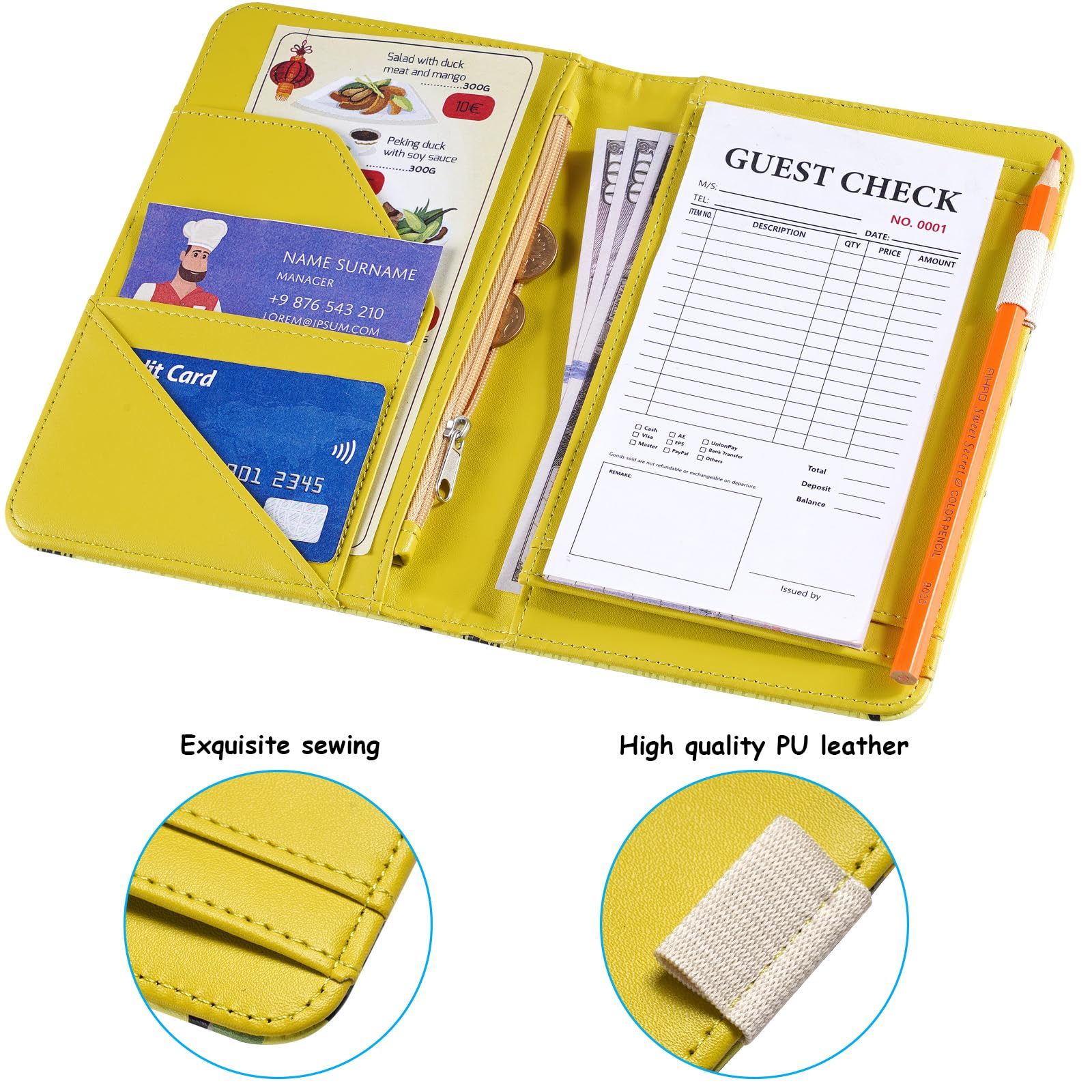 Aazon.co: Server Books For Waitress Leather Waitress Book Server With - View #6