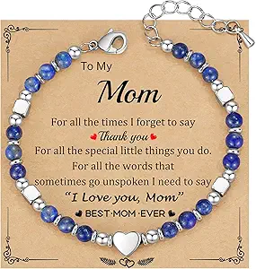 Christmas Gifts for Women, Stocking Stuffers for Teens Beaded Bracelets for Women Gifts for Mom Christmas Gift Mothers Day Gift for Grandma Daughter Bonus Mom Nature Stone Bead Bracelet Graduation Jewelry for Her 2026
