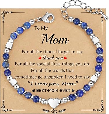 Christmas Gifts for Women, Stocking Stuffers for Teens Beaded Bracelets for Women Gifts for Mom Christmas Gift Mothers Day Gift for Grandma Daughter Bonus Mom Nature Stone Bead Bracelet Graduation Jewelry for Her 2026