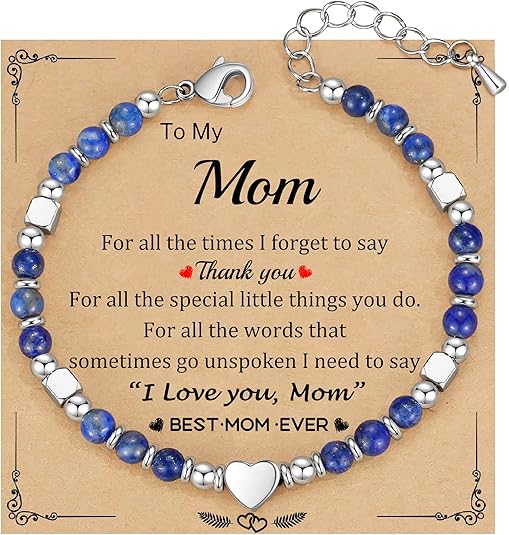 Christmas Gifts for Women, Stocking Stuffers for Teens Beaded Bracelets for Women Gifts for Mom Christmas Gift Mothers Day Gift for Grandma Daughter Bonus Mom Nature Stone Bead Bracelet Graduation Jewelry for Her 2026
