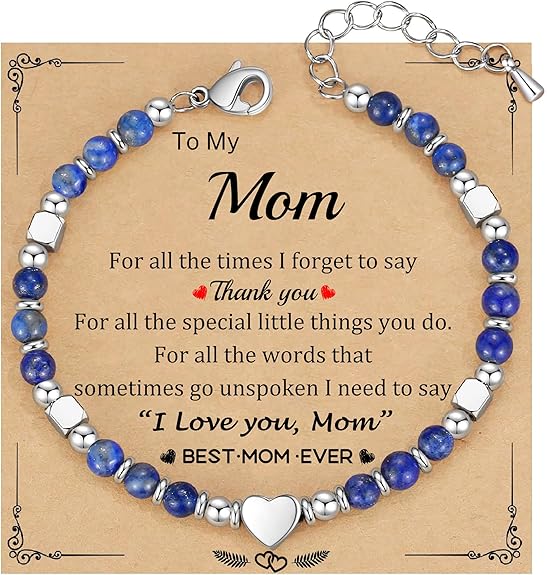 Christmas Gifts for Women, Stocking Stuffers for Teens Beaded Bracelets for Women Gifts for Mom Christmas Gift Mothers Day Gift for Grandma Daughter Bonus Mom Nature Stone Bead Bracelet Graduation Jewelry for Her 2026