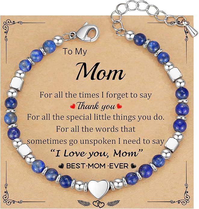 Christmas Gifts for Women, Stocking Stuffers for Teens Beaded Bracelets for Women Gifts for Mom Christmas Gift Mothers Day Gift for Grandma Daughter Bonus Mom Nature Stone Bead Bracelet Graduation Jewelry for Her 2026
