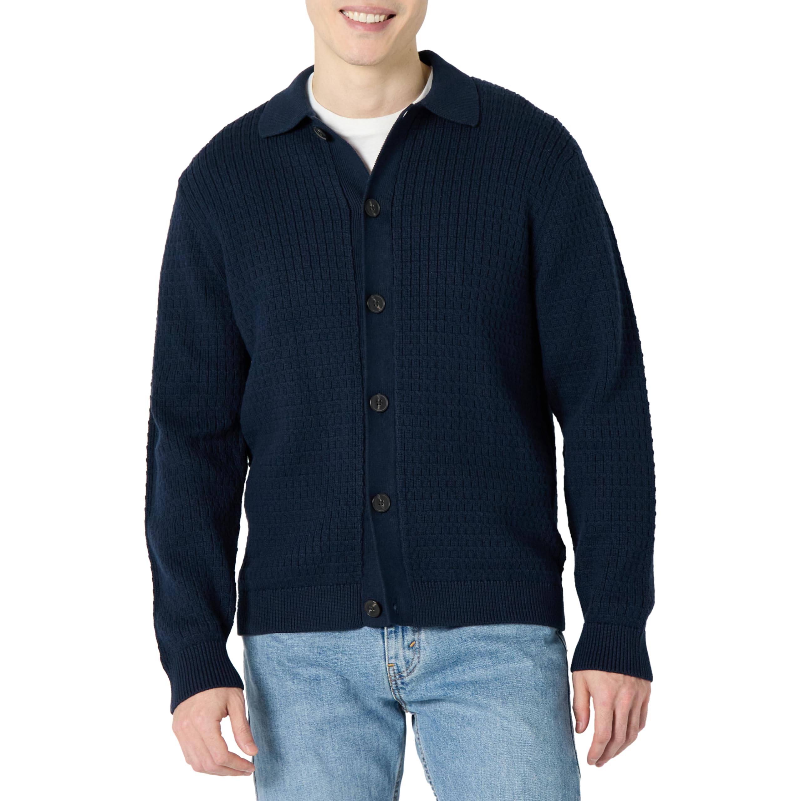 Amazon Essentials Men's Relaxed-Fit Collared Cardigan