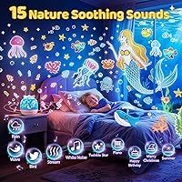 Vista 3 de 【PAQUETE DE REGALO】Regalos de unicornio para niñas, luz nocturna con 15 películas + 10 músicas con sonidos relajantes, máquina de proyección