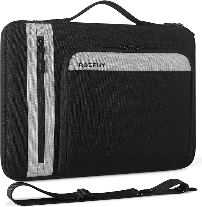 14 Pollici Impermeabile Borsa a Tracolla per Computer Portatile da 14" / HP Stream 14 Pavilion 14 / Lenovo ThinkPad Yoga Ideapad/MacBook Pro/Dell Chromebook/ASUS, Nero e Grigio