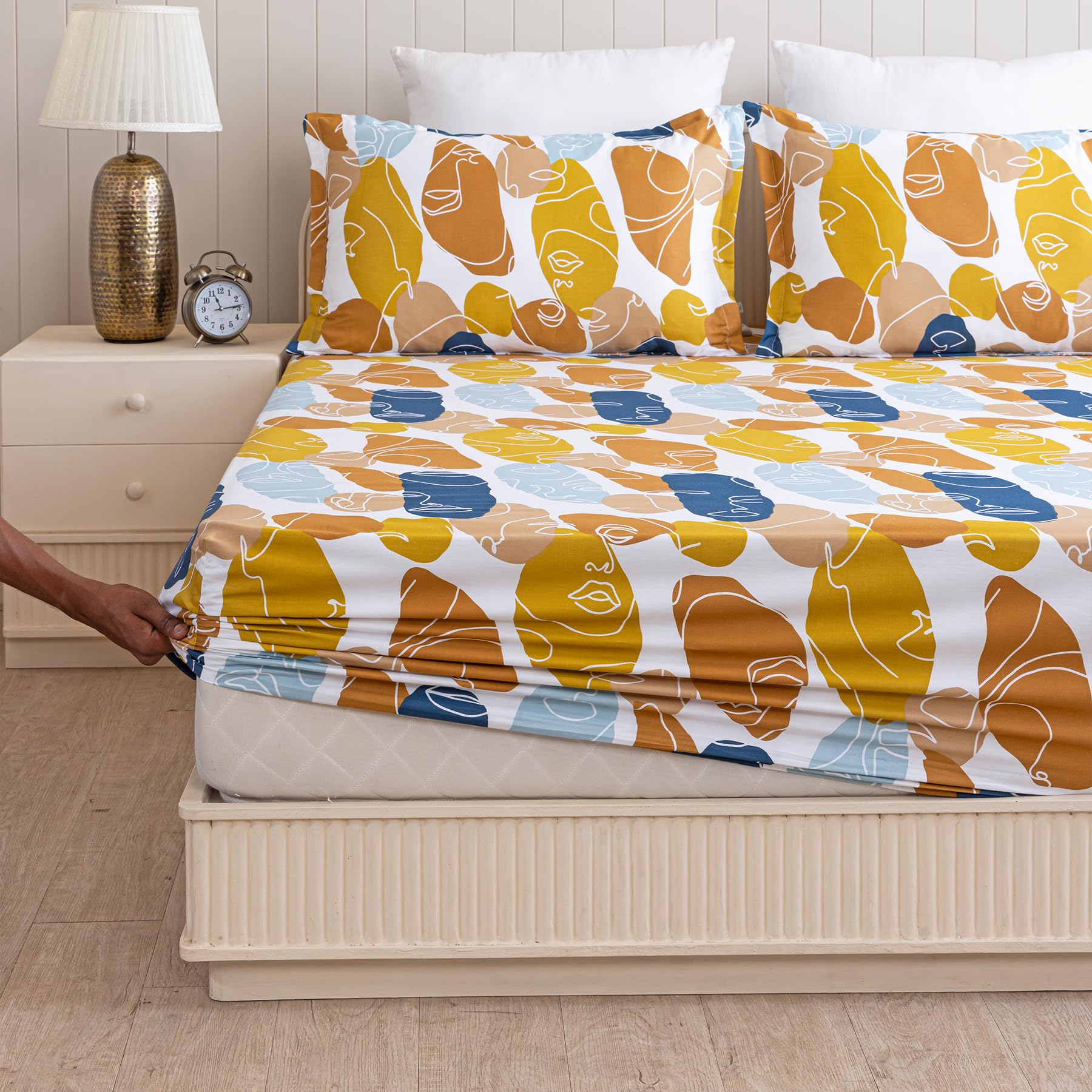 Customize Golden Cotton Fitted Bedsheet - Soft & Stylish -7 Customize Golden Cotton Fitted Bedsheet - Soft & Stylish -7