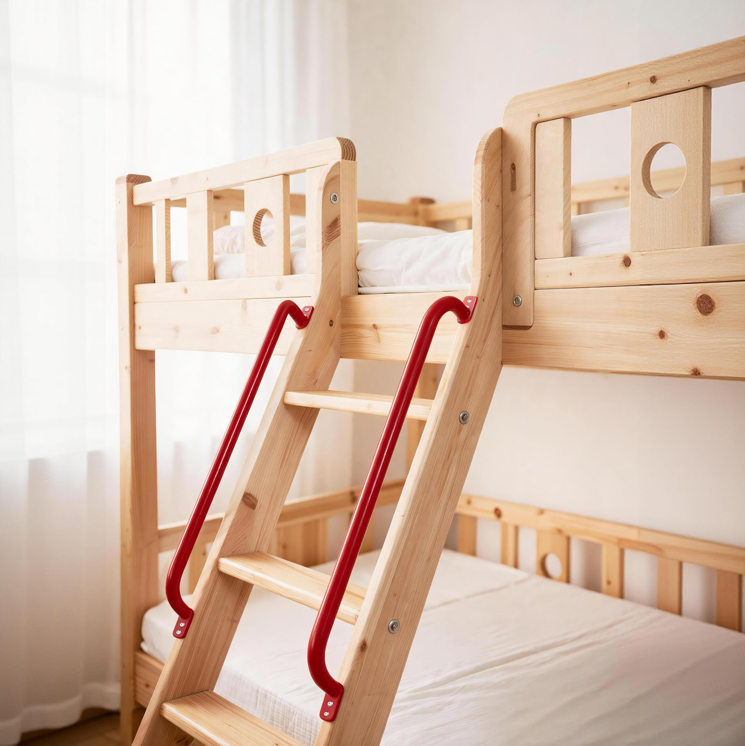 Manijas de escalera rojas de 37 pulgadas, 2 unidades, asas de metal