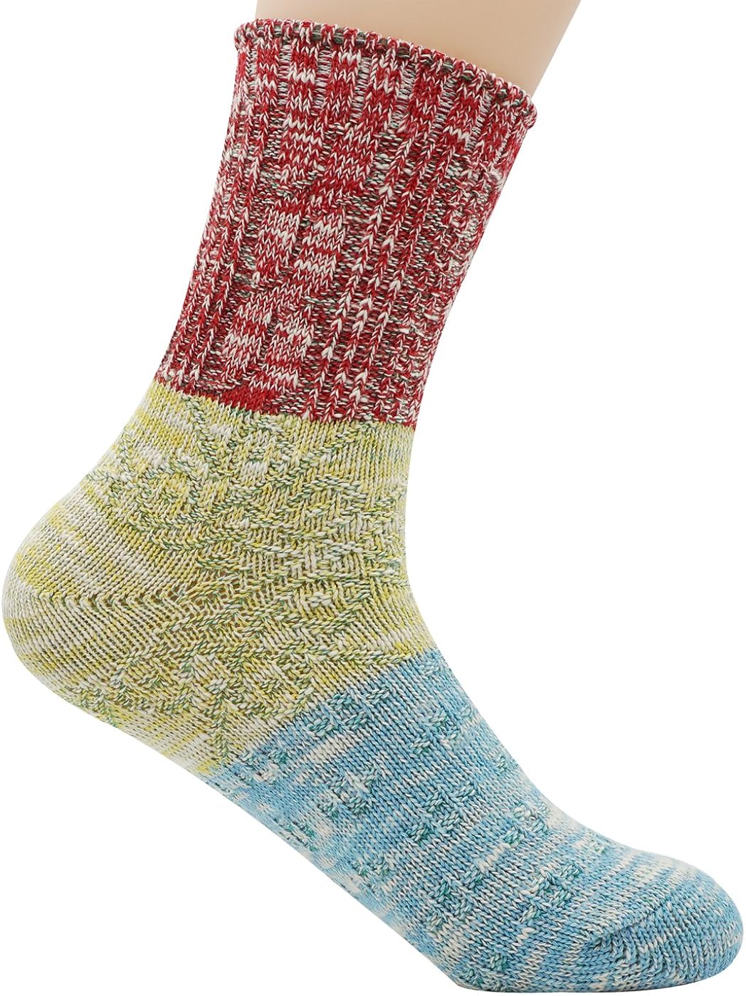 Women's Lady's 5 Pack Multicolor Cotton Crew Socks, Multi Color 4
