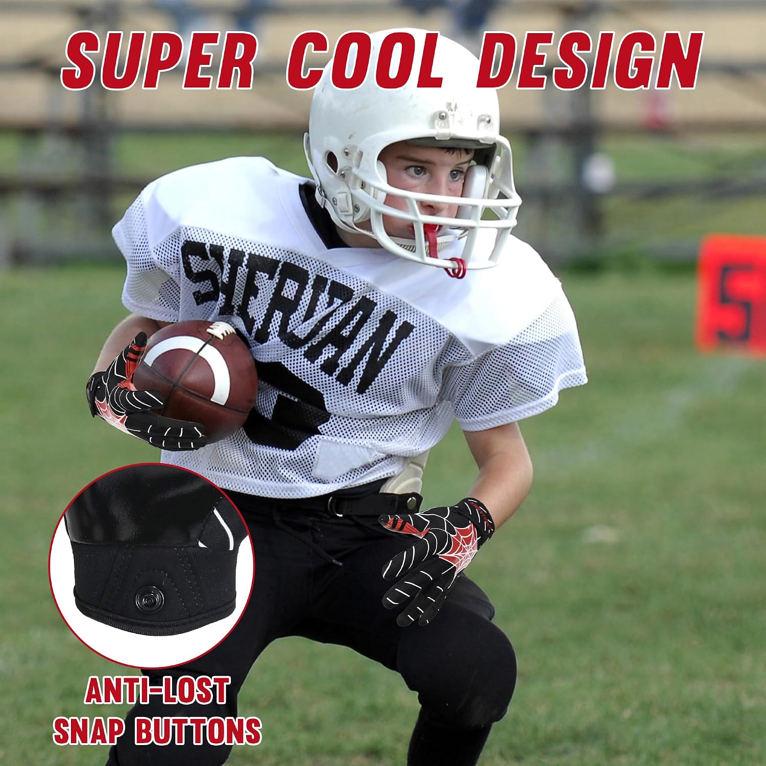 AIGEVTURE Youth Football Gloves Kid Receiver Gloves Boys Girls Unmatched Grip Great Gift image 4
