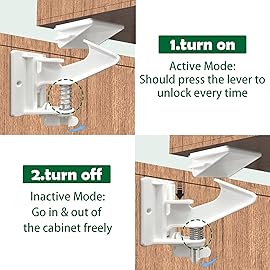Vmaisi 20 Pack Cabinet Locks Child Safety Latches - Baby Proofing Cabinets Drawers Lock - Upgraded Stronger Adhesive Easy Installation - No Drilling