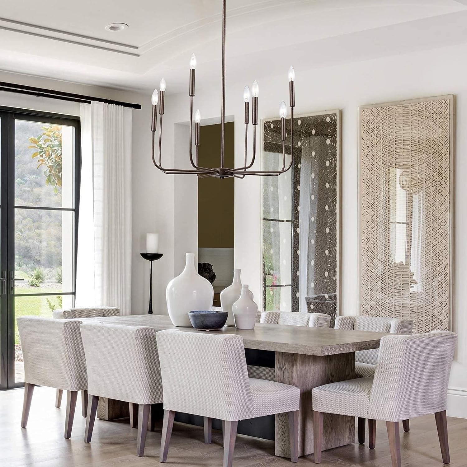 Uр Tо 40% оƒƒ Modern Farmhouse Chandelier 8 Lights, Dining Room Light Fixtures Ceiling Hanging, Rustic Industrial Iron Chandeliers, Vintage Style Chandeliers for Kitchen, Bedroom, Island, Foyer