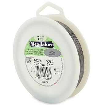 Beadalon 7 Strand Stainless Steel Bead Stringing Wire, 0.012 in / 0.30 mm, Bright, 300 ft / 91 m