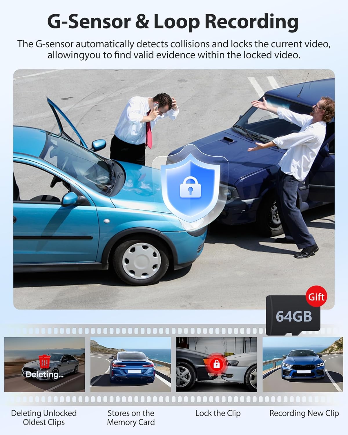 4.5" IPS Touch Screen Rear View Mirror Camera Dash Cam DVR Monitor Dual Camera Video Recording System 1080P/Loop Recording/G-Sensor/150° Wide Angel/Night Vision/Parking Assistance/64G Card