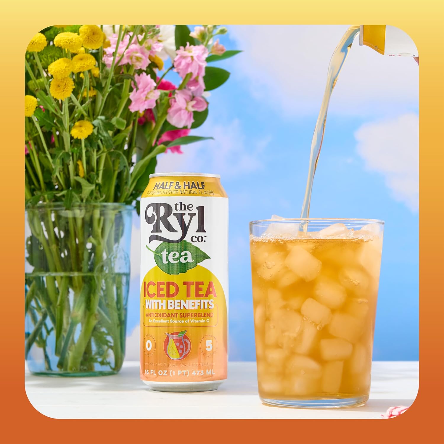 Ryl Iced Tea, Half & Half, Antioxidant Superblend, No Artificial Ingredients, 16.0 Fl Oz (12-Pack)